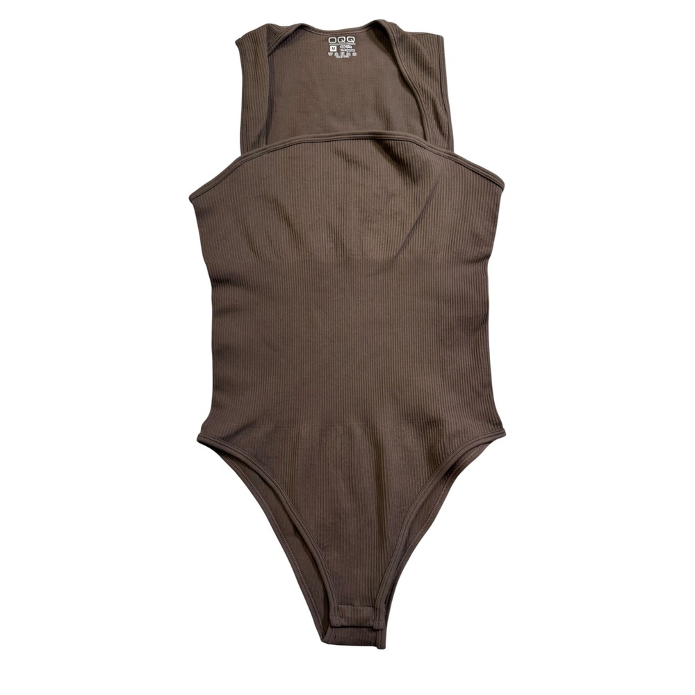 OQQ Womens 3 Pack Ribbed Cutout Bodysuit Set Black White Brown Size Medium - Picture 4 of 7